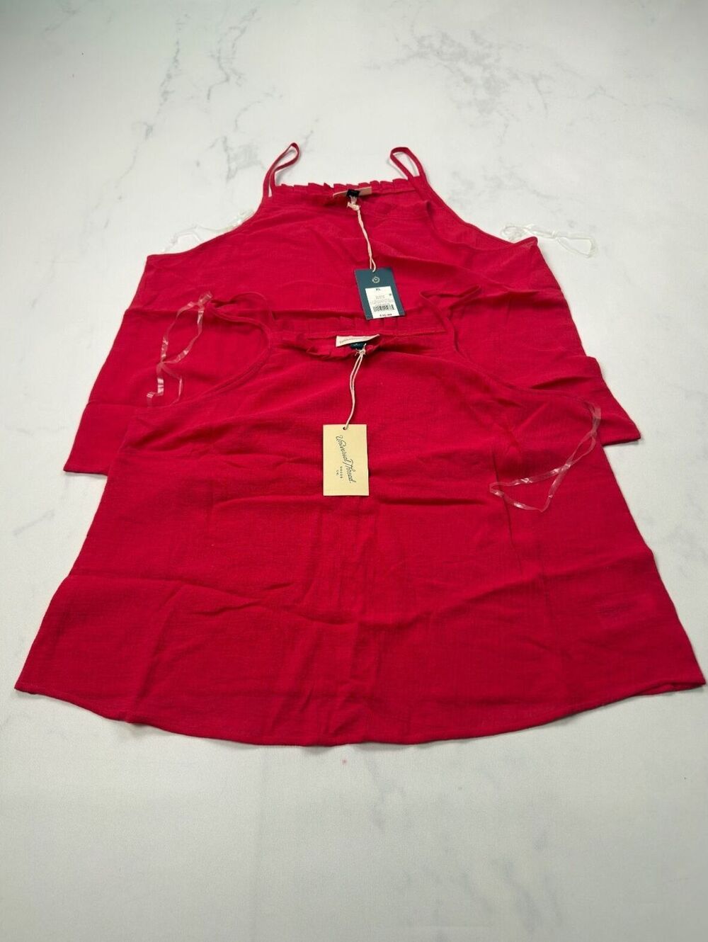 Universal Thread Tank Top Red Summer Scoop Neck Ruffle Lot of 2 - Womens XL NWT